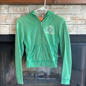 Juicy Couture Green Zip-up Cropped Hoddie
